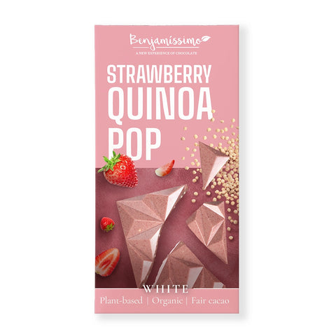 Bio Vegan Chocolate Strawberry Quinoa (white) 60g | Benjamissimo