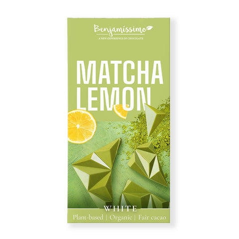 Bio Vegan Chocolate Matcha Lemon (white), 60g | Benjamissimo