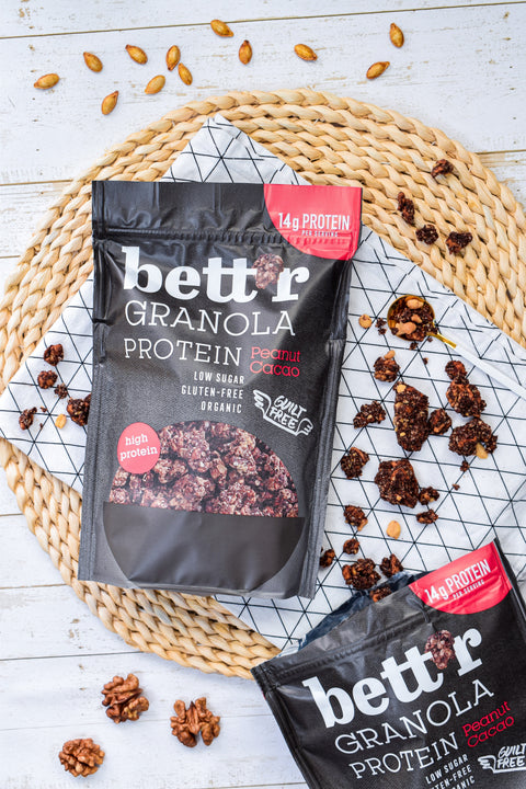 BIO proteinska granola, pistacija in kakav
